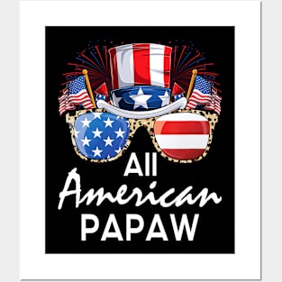 All American Papaw 4th of July USA America Flag Sunglasses Posters and Art
